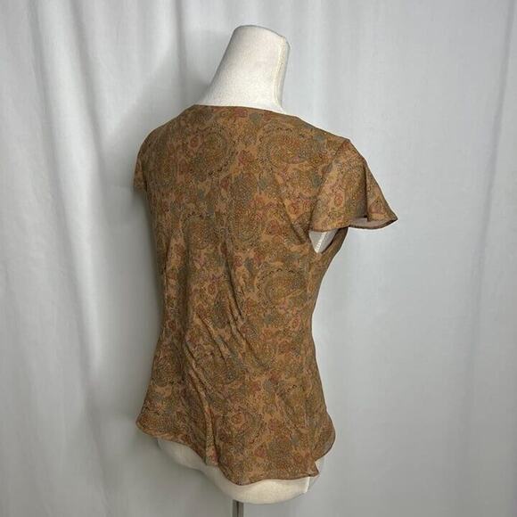 Charter Club Paisley Silk Blouse Pleated Multicolor Women's 8P Bohemian Retro - Picture 9 of 10